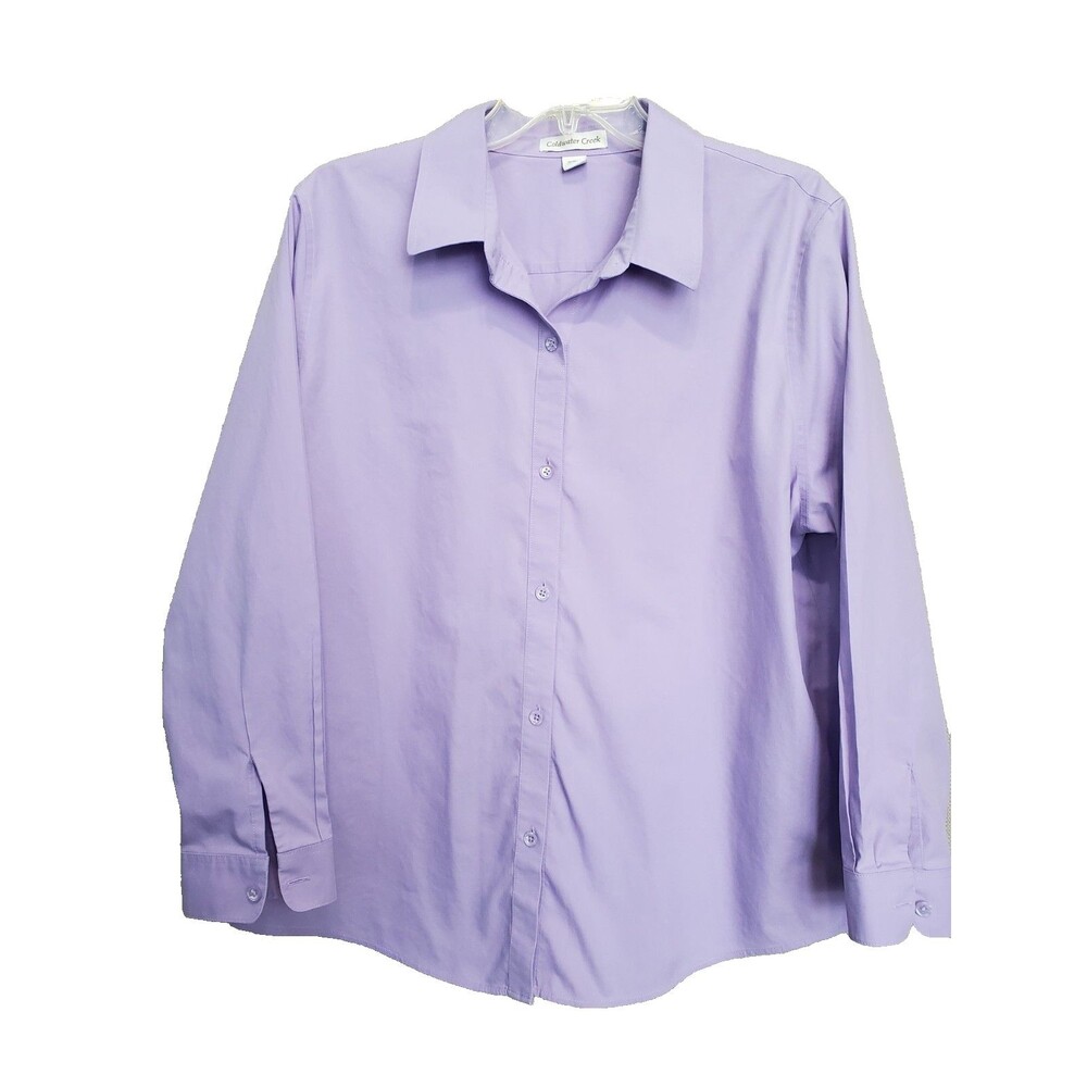 Coldwater Creek 100% Cotton Purple Long Sleeve Button-Up Shirt Size PXL